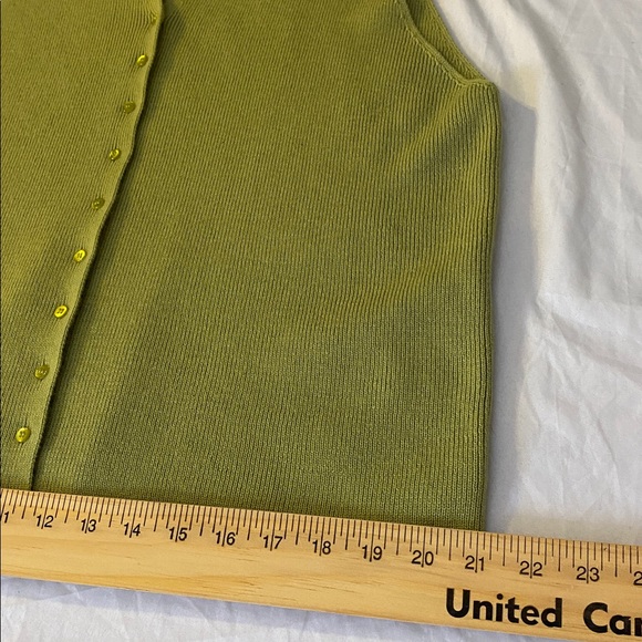 Eileen Fisher V-Neck Sweater Vest in Olive green merino wool xl button up - Picture 7 of 9
